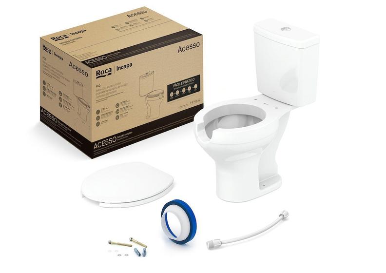Imagem de Kit de Bacia com Caixa Assento PP com Abertura Frontal e Complementos de Instalação Acesso Roca I Incepa