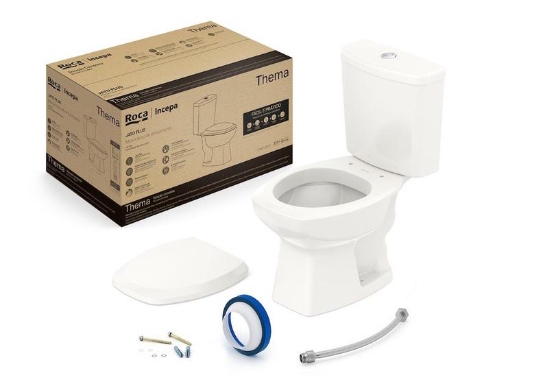 Imagem de Kit de Bacia com Caixa Assento PP com Queda Amortecida e Complementos de Instalação Thema Roca I Incepa