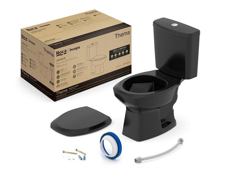 Imagem de Kit de Bacia com Caixa Assento PP com Queda Amortecida e Complementos de Instalação Thema Roca I Incepa