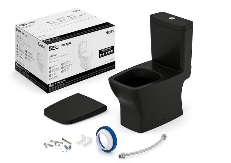 Imagem de Kit de Bacia com Caixa Assento Termofixo com Queda Amortecida e Complementos de Instalação Boss Roca I Incepa