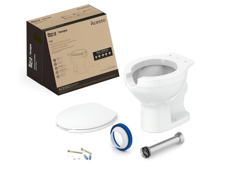 Imagem de Kit de Bacia Convencional Assento PP com Abertura Frontal e Complementos de Instalação Acesso Roca I Incepa