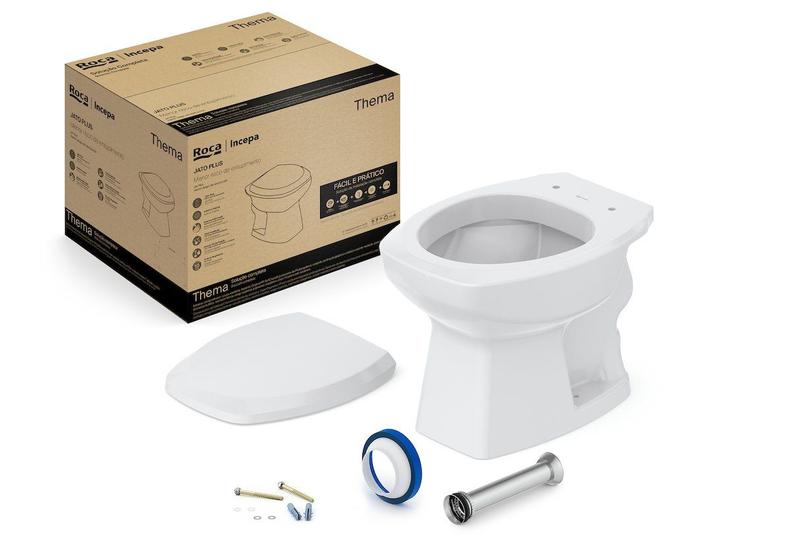 Imagem de Kit de Bacia Convencional Assento PP com Queda Amortecida e Complementos de Instalação Thema Roca I Incepa