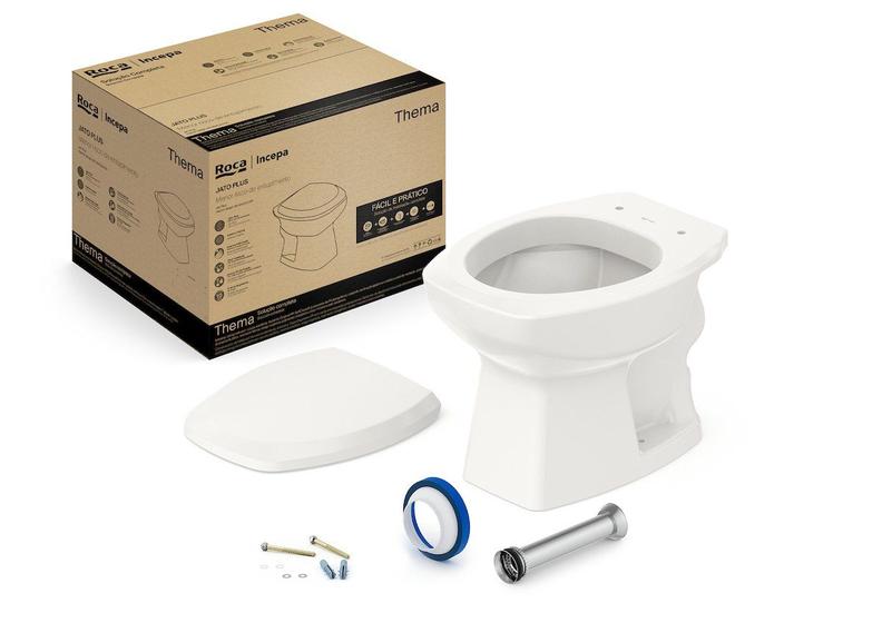 Imagem de Kit de Bacia Convencional Assento PP com Queda Amortecida e Complementos de Instalação Thema Roca I Incepa