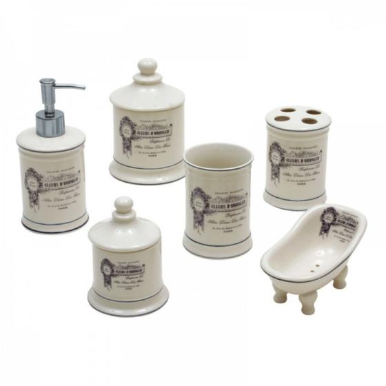 Kit de banheiro de porcelana 6 pcs Menor preço em Kit de banheiro de porcelana 6 pcs
