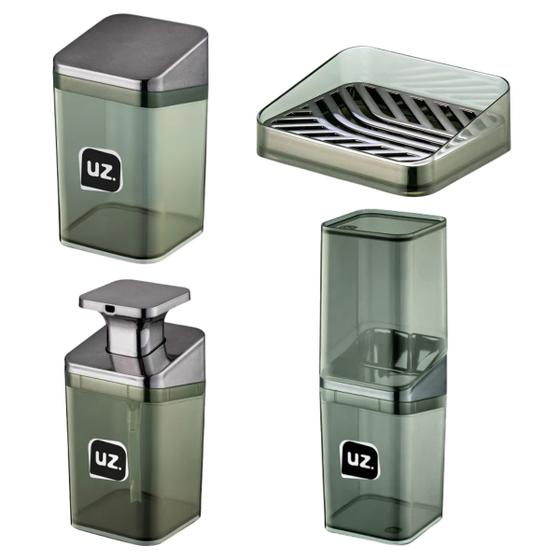 Imagem de Kit De Banheiro Utensílios Lavabo 4 Peças Acessórios Pia