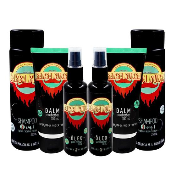 Imagem de Kit De Barba 2 Shampoo 3X1, 2 Balm E 2 Óleos - Barba Rubra