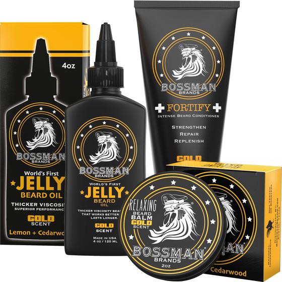 Imagem de Kit de barba Bossman Essentials Bálsamo condicionador de óleo de barba