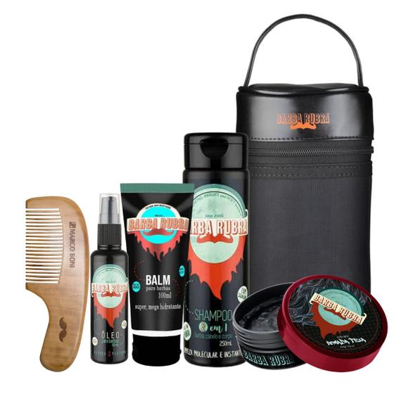 Kit de Barba Necessaire Óleo Balm Shampoo 3x1 Pomada e Pente Menor preço em Kit de Barba Necessaire Óleo Balm Shampoo 3x1 Pomada e Pente