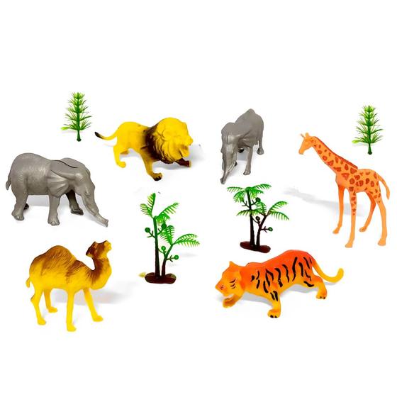 Kit de Bichos de Plástico com Leão Tigre Camelo Elefante e Girafa 10 ...