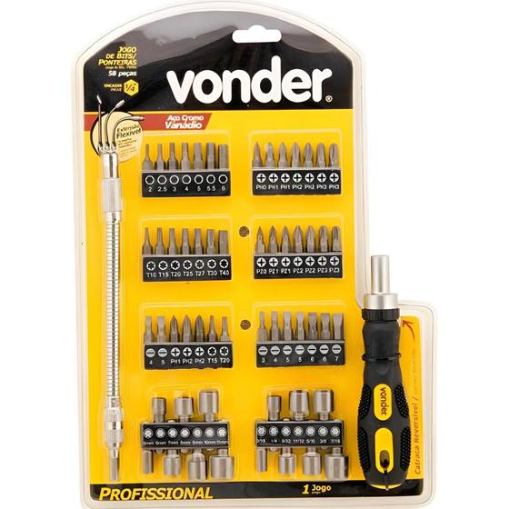 Imagem de Kit de Bits para Parafusadeira com 58 Peças VONDER
