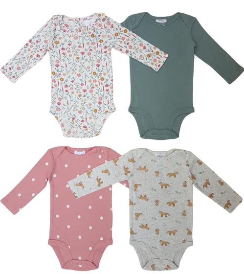 Imagem de Kit de body com 4 peças manga longa feminino Child of Mine by Carter's