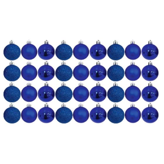 Imagem de Kit De Bolas De Natal Azul 5CM Para Árvore Natalina - Bolinhas Mistas Fosca/Lisa/Glitter