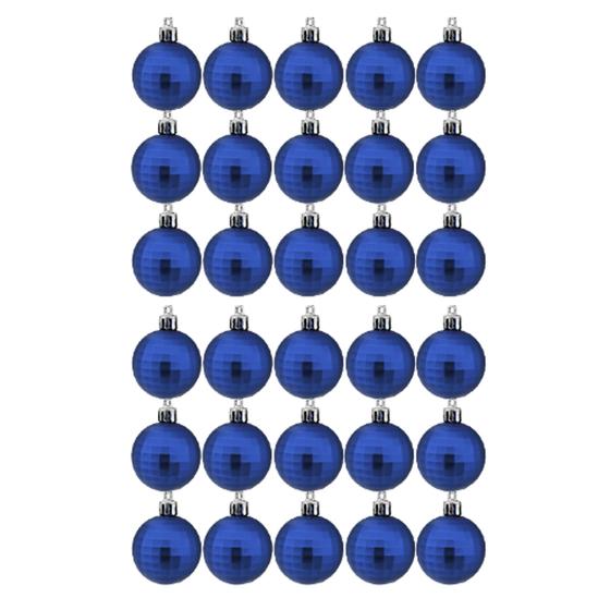 Imagem de Kit De Bolas De Natal Azul Facetada 3CM Para Árvore Natalina - Decoração Enfeites