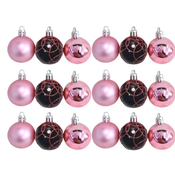 Imagem de Kit De Bolas De Natal Luxo Rose 6CM Para Árvore Natalina - Pendentes Decoração