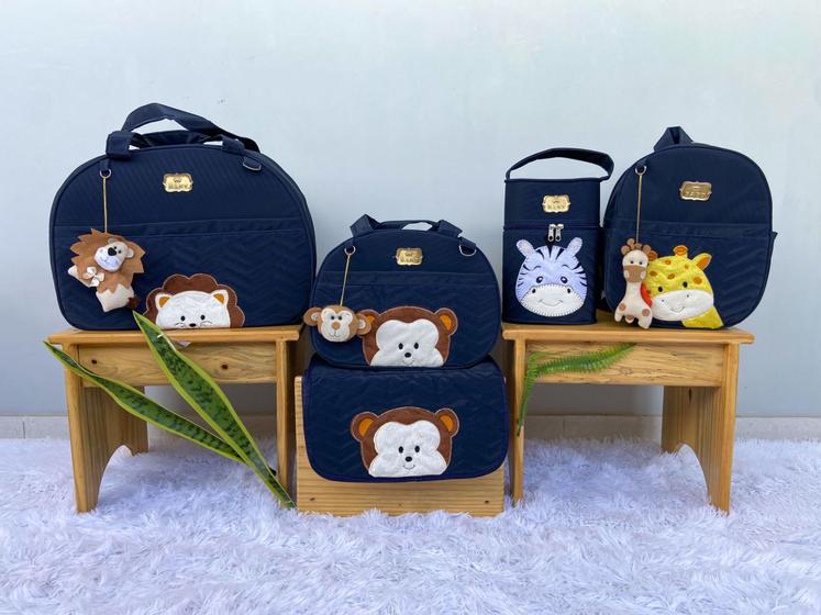 Kit de Bolsa Saída Maternidade 5 Peças Safari, conjunto de bolsa Tiara Baby, kit de bolsa Menor preço em Kit de Bolsa Saída Maternidade 5 Peças Safari, conjunto de bolsa Tiara Baby, kit de bolsa
