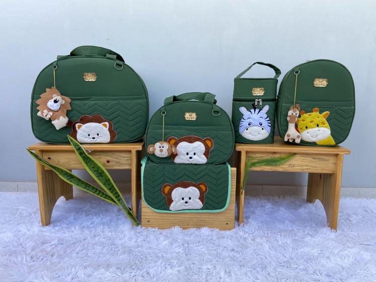 Imagem de Kit de Bolsa Saída Maternidade 5 Peças Safari, conjunto de bolsa Tiara Baby, kit de bolsa