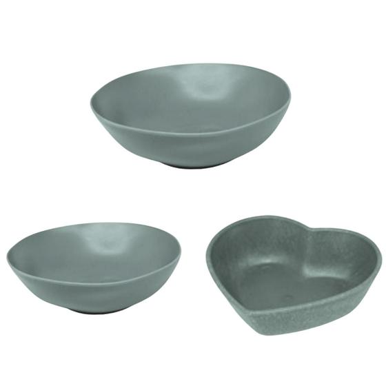 Imagem de KIT DE BOWLS DE BAMBU E PP - 2 NO FORMATO REDONDO E UM DE CORAÇÃO - Forma para bolos, Saladeira e Tigelas