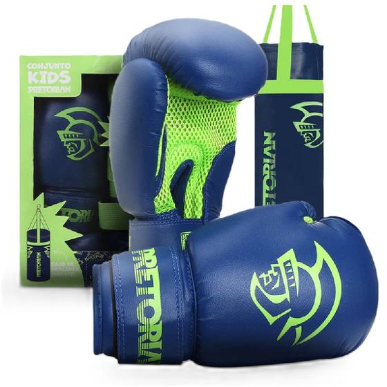 Imagem de Kit de boxe infantil pretorian muay luva e saco de pancadas