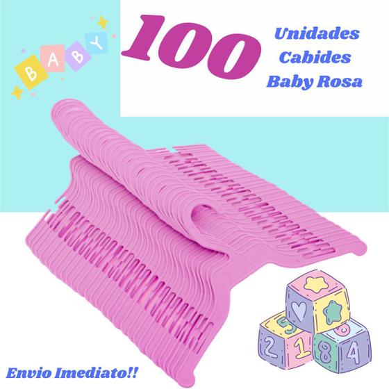 Imagem de Kit De Cabides Bebê Para Arrumar Guarda Roupa  Kit com 100 Unidades Baby