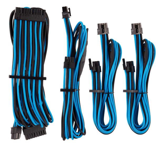 Imagem de Kit de Cabos Corsair Premium PSU - Com Capa Individual (Azul/Preto)