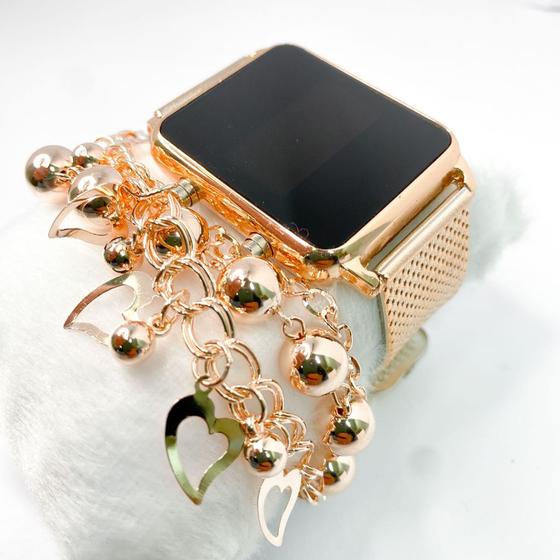 Imagem de Kit de caixa com pulseira e relógio rose gold led digital modelo quadrado feminina moderna