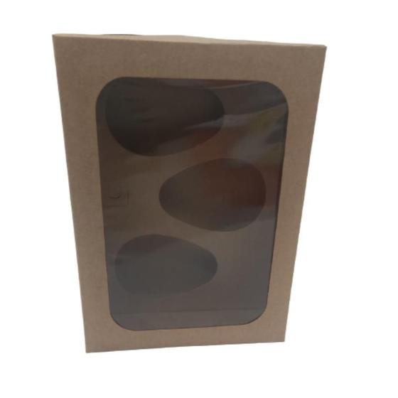 Imagem de Kit de Caixa com Visor 22x16x8cm + Berço triplo para Ovo de Colher 100g - embalagem com 20un