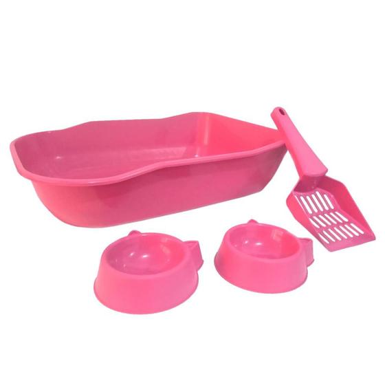 Imagem de Kit de Caixa de Areia DuraPets Single Rosa para Gatos