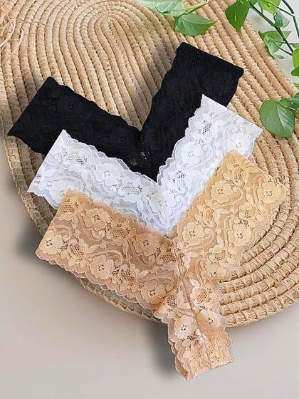 Imagem de Kit de Calcinhas Fio Renda Caleçon Sensual Delicada