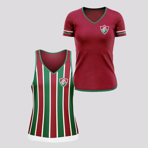 Imagem de Kit de Camisa e Regata Fluminense Feminina Vinho