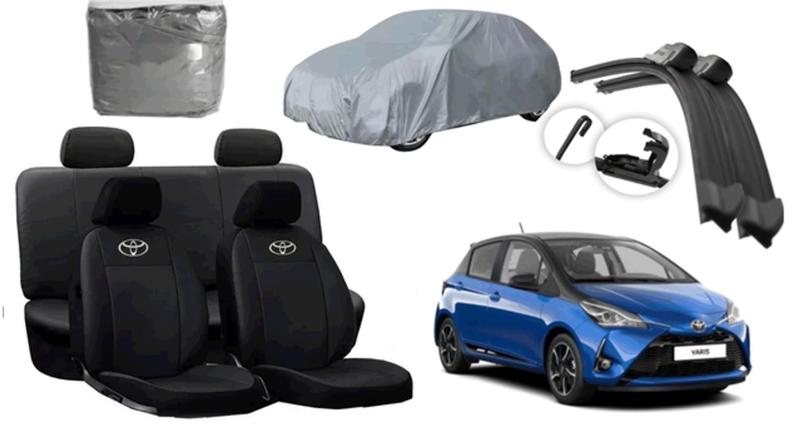 Imagem de Kit de Capa de Couro + Capa de Cobrir + Limpador de Parabrisa Personalizados para Yaris 12-18