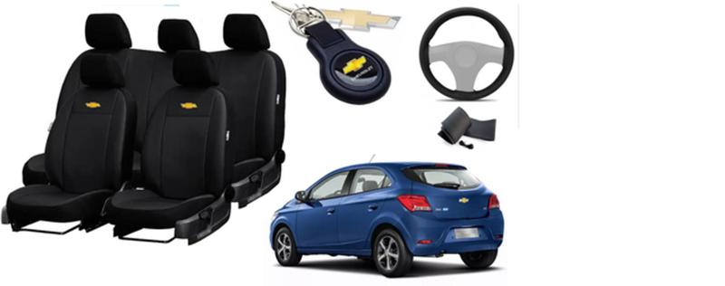 Imagem de Kit de Capas de Couro para Onix 2018 - Couro Impermeável + Chaveiro + Capa de Volante
