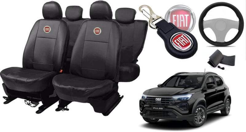 Imagem de Kit de Capas de Couro para Pulse 2022 - Couro Impermeável + Chaveiro + Capa de Volante