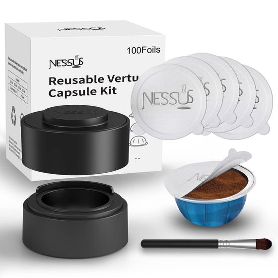 Imagem de Kit de Cápsulas Vertuo Reutilizáveis NESSUS AlSeal EZ FIT - com 100 Tampas