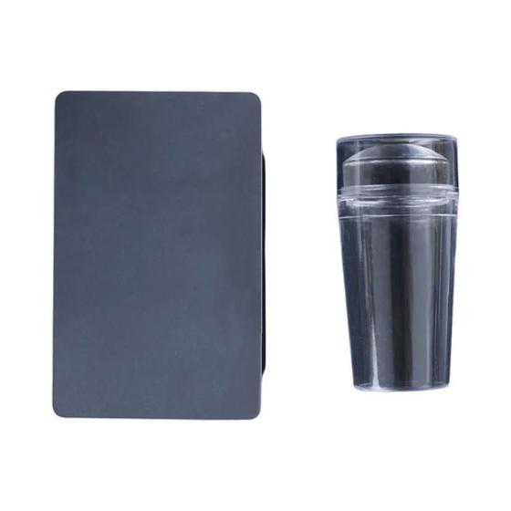 Imagem de Kit de Carimbo para Unhas com Placa de Silicone Transparente - Design Francês