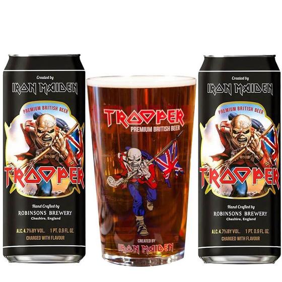 Imagem de Kit de Cervejas Trooper em Lata com Copo Pint 500 ml