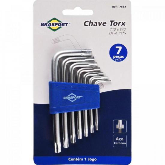 Imagem de Kit de Chaves Hexalobular Com 7 PeçasT10 a T40 Brasfort