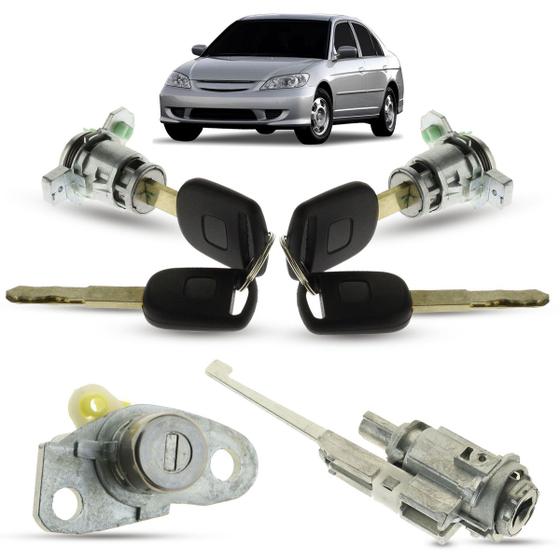 Imagem de Kit de Cilindros Porta Dianteiras Malas Combustível Ignição Com Chave Honda Civic 2001 2002 2003 2004 2005 2006