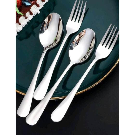 Imagem de Kit de colheres de mesa/sopa 3 peças simples e clássico toda em inox