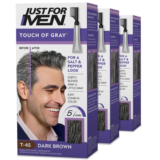 Imagem de Kit de Coloração de Cabelo Masculino Touch of Grey Dark Brown T-45