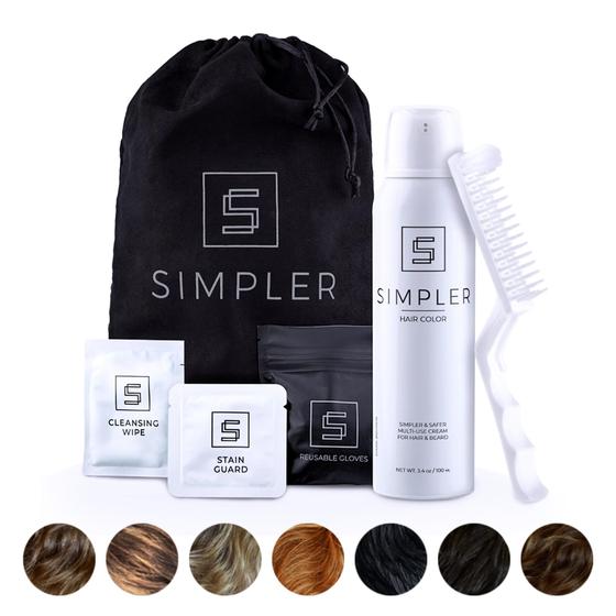 Imagem de Kit de Coloração de Cabelo Simpler para Homens - Cobertura Total dos Cabelos Brancos (Castanho Médio)