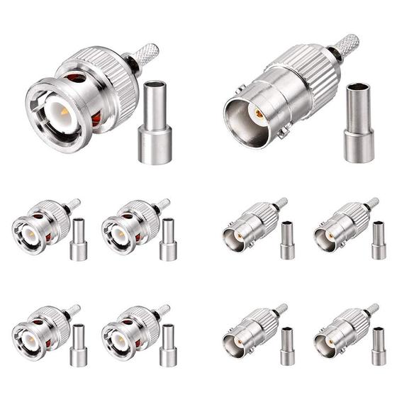 Imagem de Kit de Conectores BNC Superbat (10 Peças) - Conectores Macho e Fêmea para Cabos RG174, RG316, RG188, RG188A e LMR100