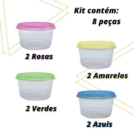 Imagem de Kit de Conjunto de 8 Mini Potes Herméticos com Tampa Retangular 60ML