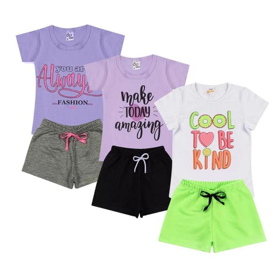 Imagem de Kit De Conjuntos Infantis Menina Com 3 Unidades - Verão
