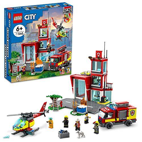 Imagem de Kit de construção LEGO City Fire Station 60320 para crianças a partir de 6 anos inclui 2 personagens da série de TV City Adventures (540 peças)