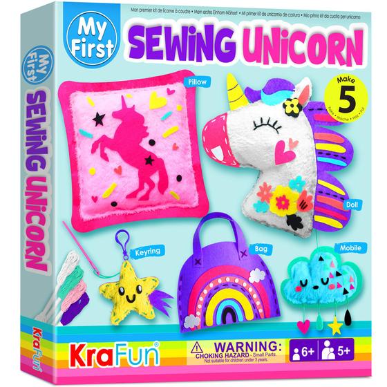 Imagem de Kit de costura KRAFUN My First Unicorn Kids com 5 projetos de 5 anos ou mais