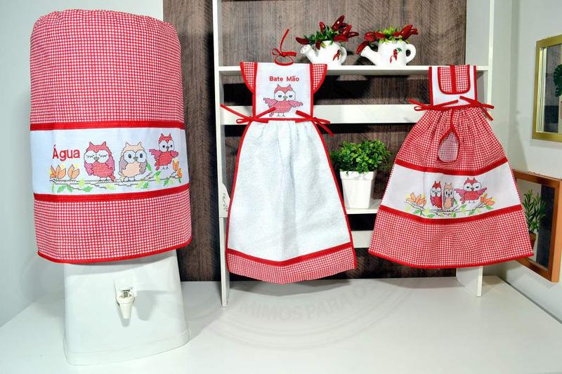 Imagem de kit de Cozinha 3 Peças -  Corujinha Vermelha