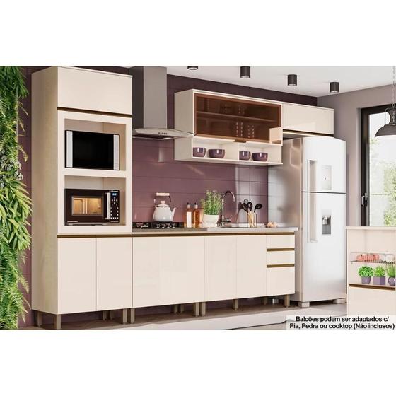 Imagem de Kit de Cozinha 6 Peças Connect (2 Aéreos+2Balcões+1Paneleiro+1Complemento) CPT97 Off White - Henn