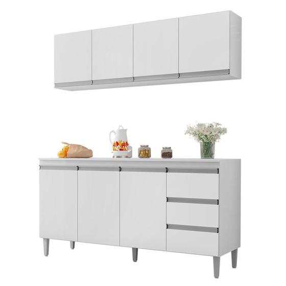 Imagem de Kit de Cozinha Andréia Balcão 150cm com Tampo MDP e Aéreo - AJL Móveis