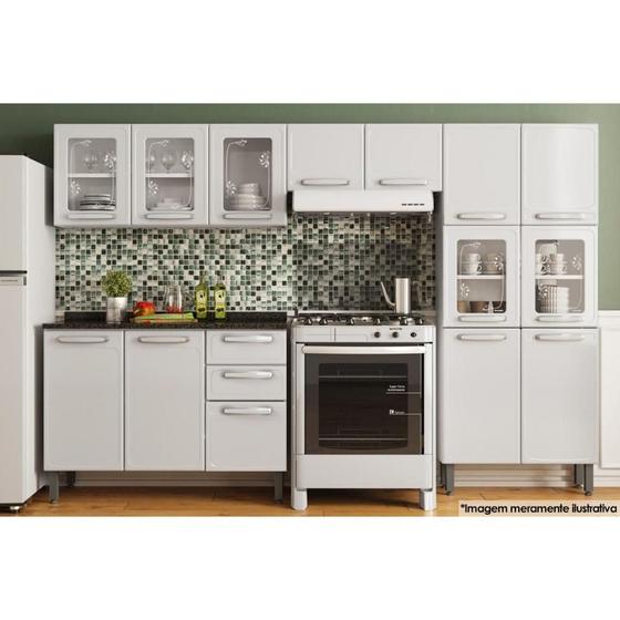 Imagem de Kit de Cozinha Completa 4 Peças Evidence  (2 Armários + 1 Balcão + 1 Paneleiro) C4P59 Branco - Bertolini