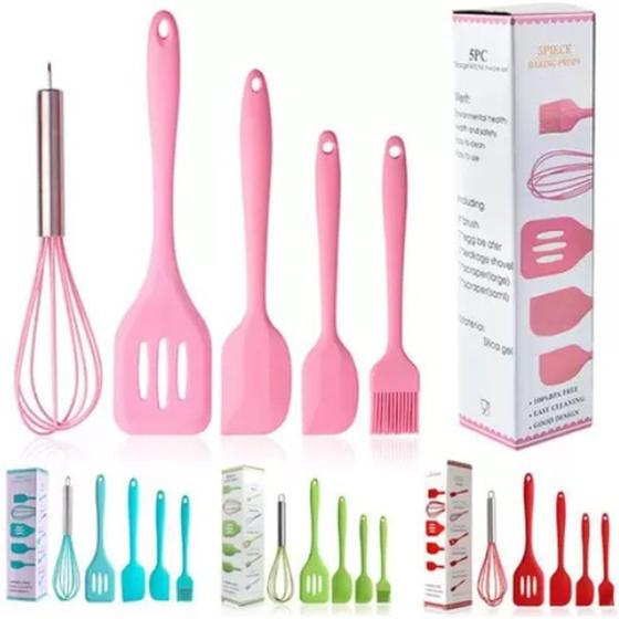 Imagem de Kit De Cozinha Jogo Com 5 Utensílios Em Silicone